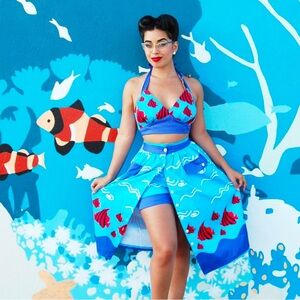 BETTIE PAGE By Tatyana 
3Piece Playsuit /Swimsuit Summer Set
